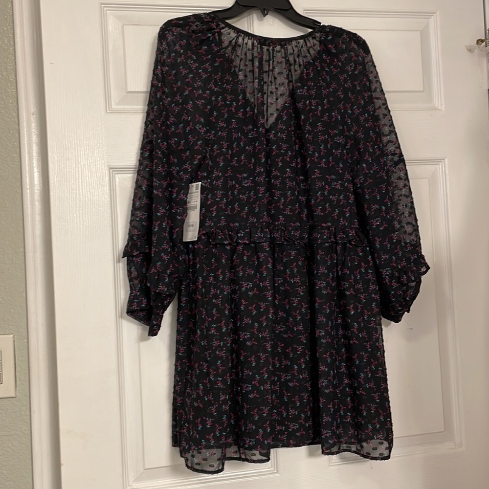 ZARA- Precious Dress- Dot Sheer W/ Tiny Flowers fully  lined SZ Small